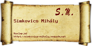 Simkovics Mihály névjegykártya